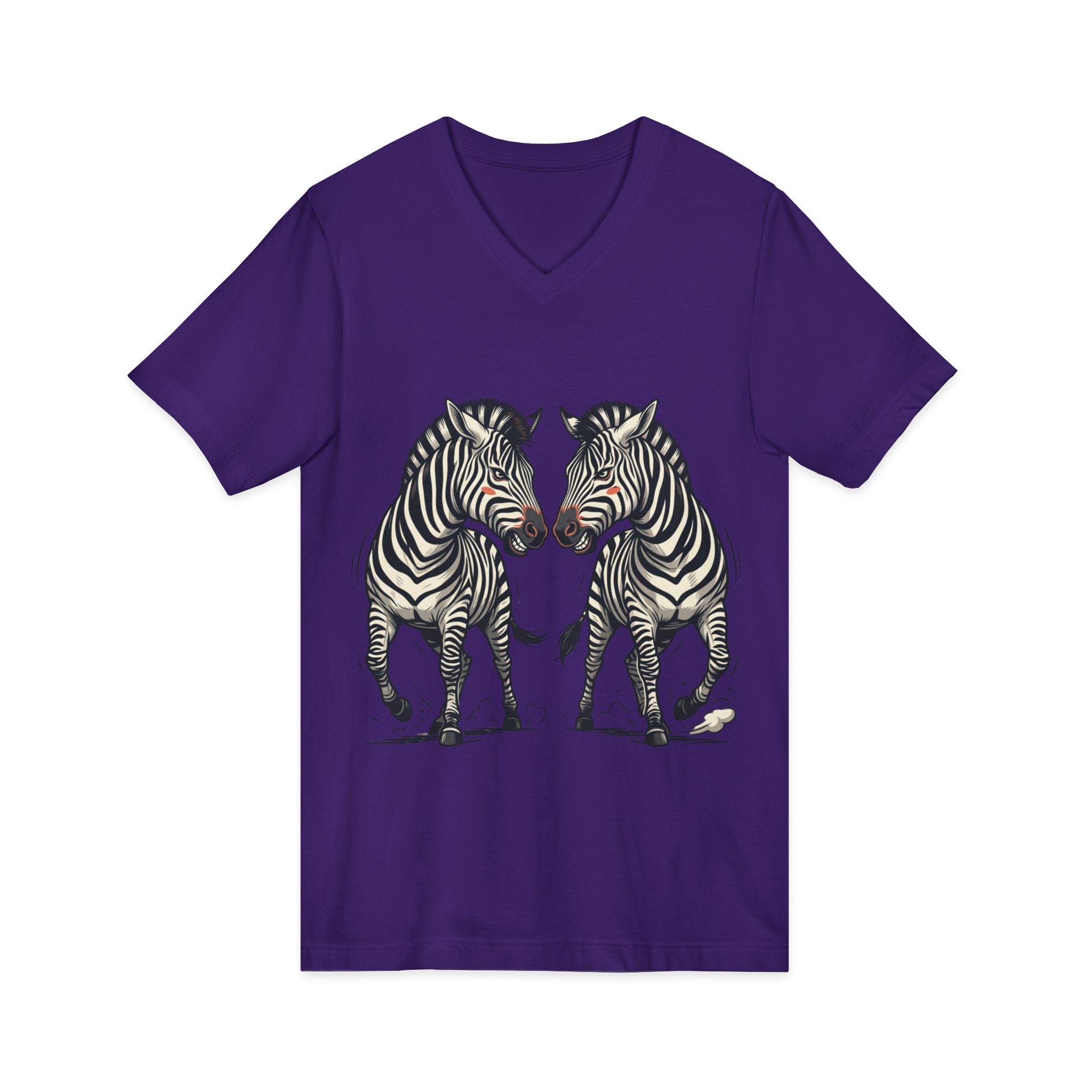 Zebra Pair V-Neck Tee — Matching Wild Zebra Illustration Shirt - Image 43