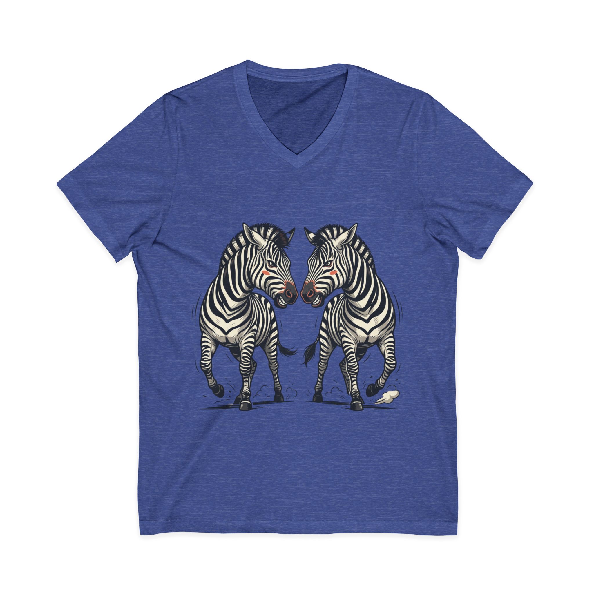 Zebra Pair V-Neck Tee — Matching Wild Zebra Illustration Shirt - Image 25