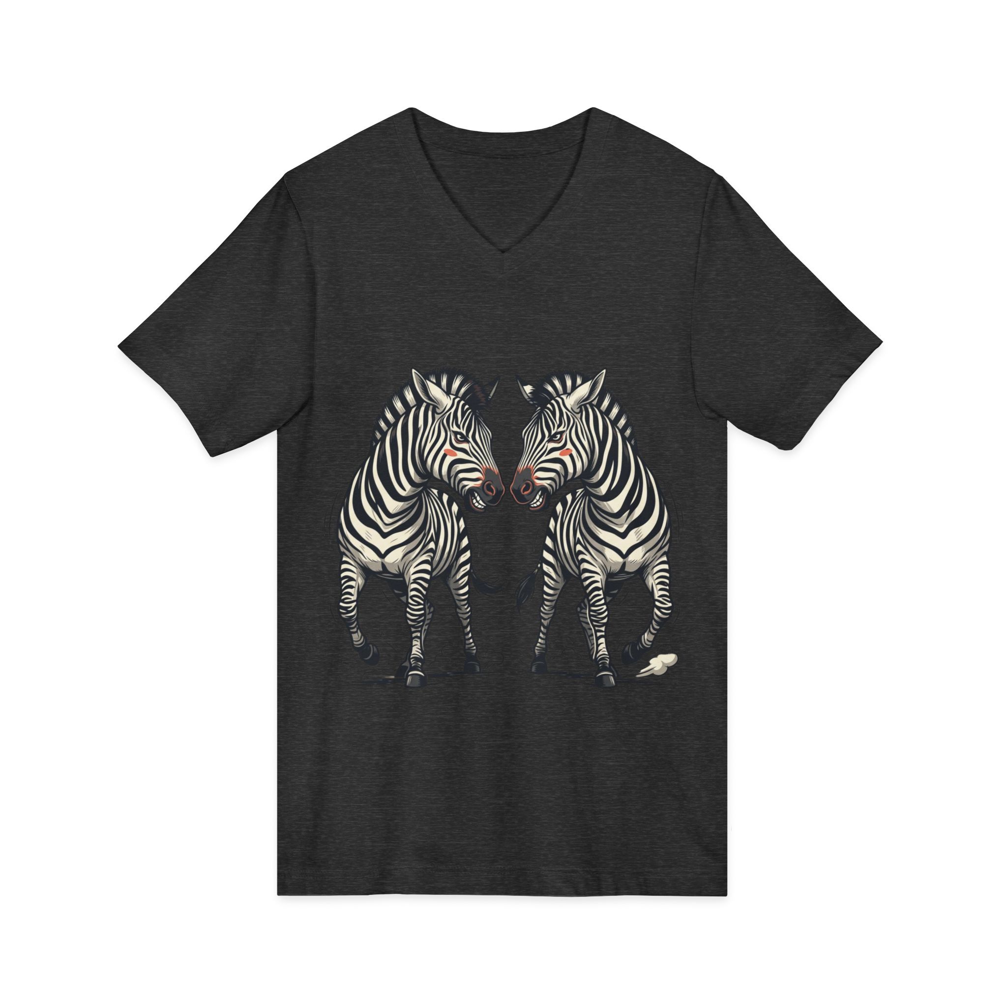 Zebra Pair V-Neck Tee — Matching Wild Zebra Illustration Shirt - Image 35