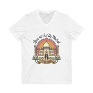 Taj Mahal Couple Tee — "Love at the Taj Mahal" V‑Neck Travel T‑Shirt