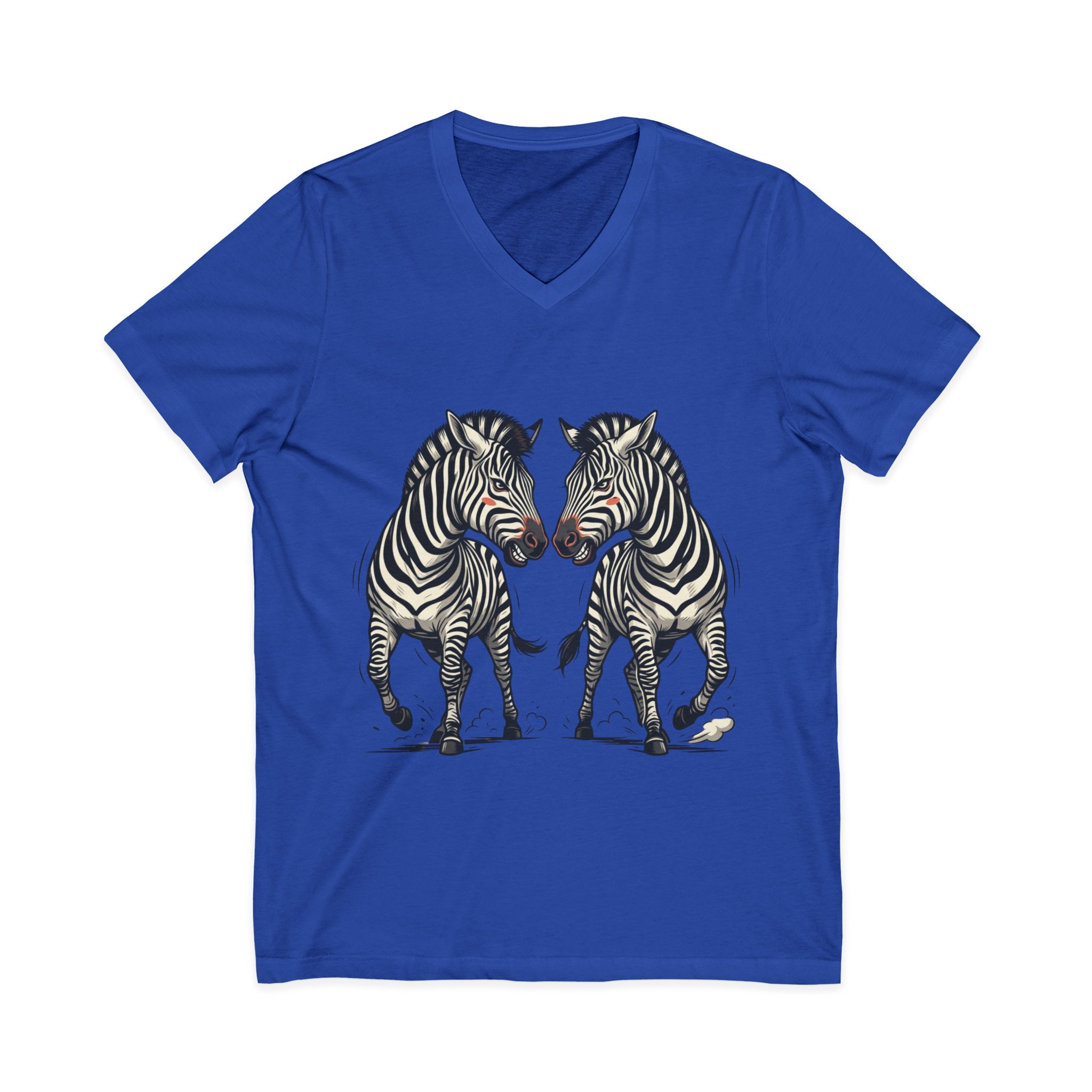 Zebra Pair V-Neck Tee — Matching Wild Zebra Illustration Shirt - Image 21