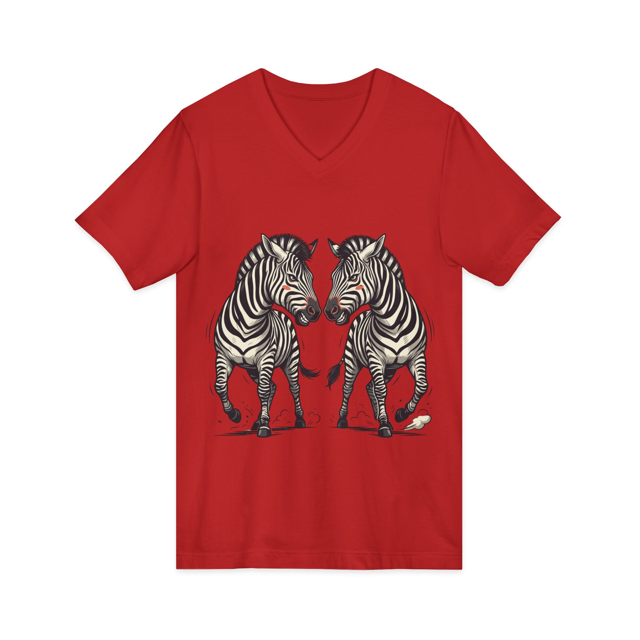 Zebra Pair V-Neck Tee — Matching Wild Zebra Illustration Shirt - Image 47