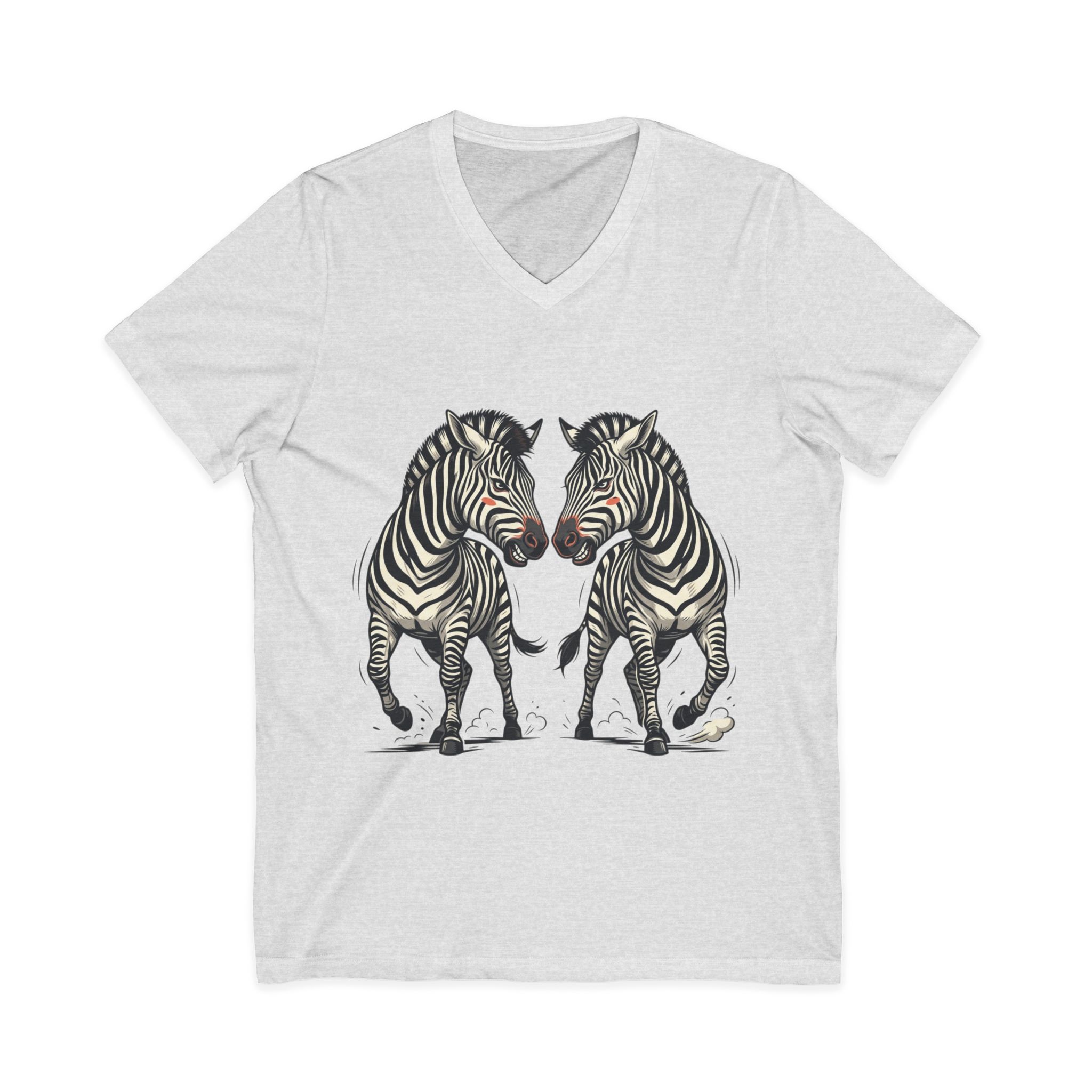 Zebra Pair V-Neck Tee — Matching Wild Zebra Illustration Shirt - Image 5