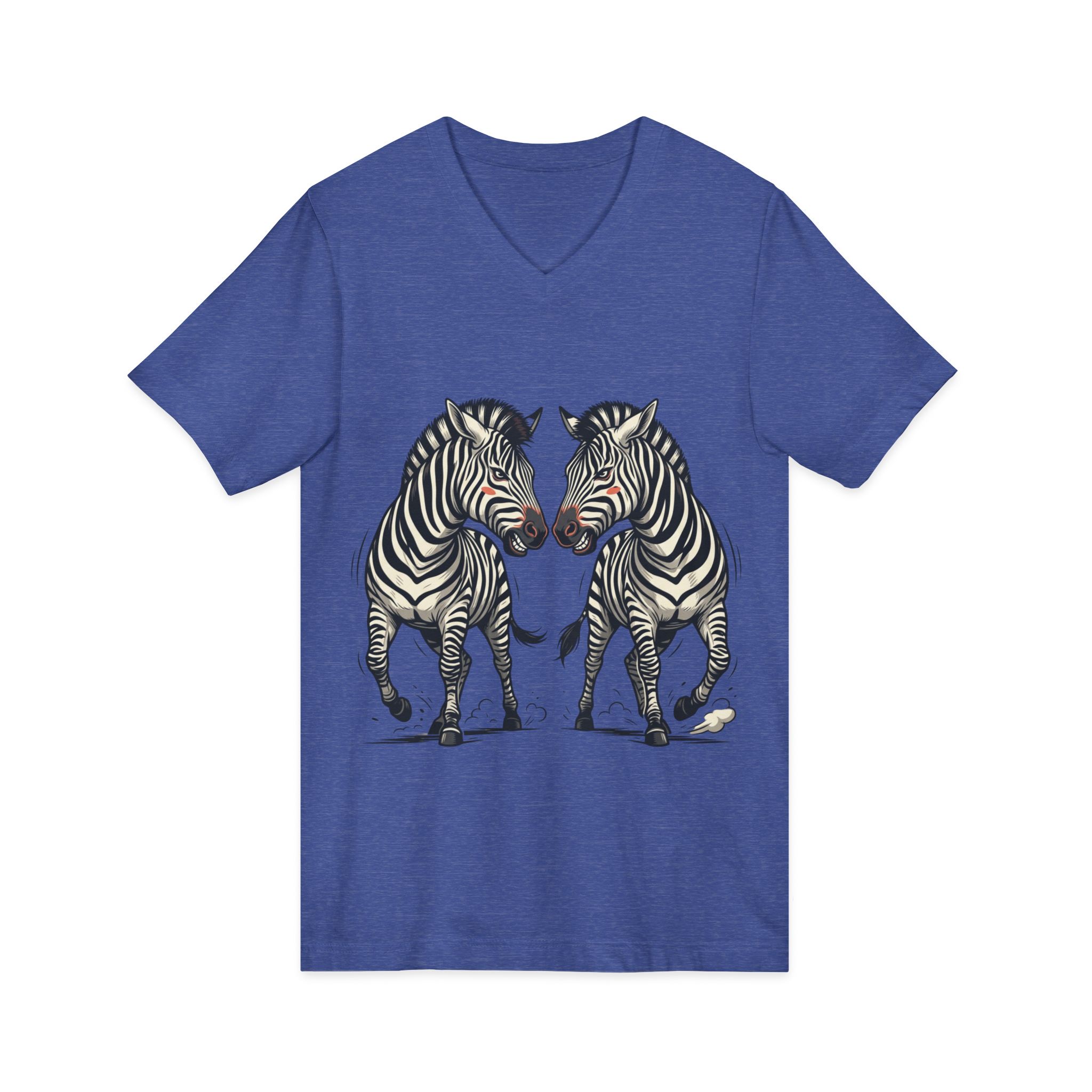 Zebra Pair V-Neck Tee — Matching Wild Zebra Illustration Shirt - Image 27
