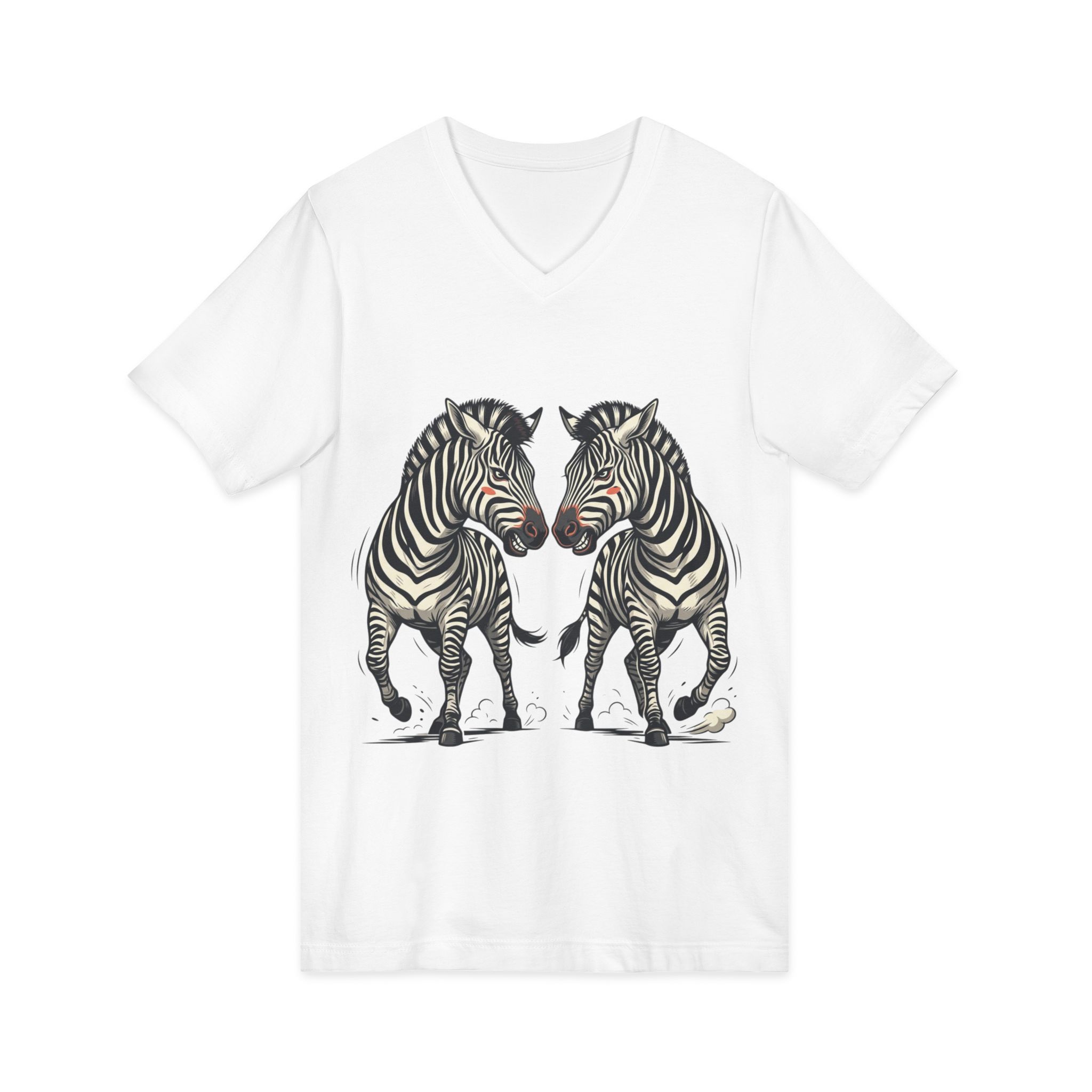 Zebra Pair V-Neck Tee — Matching Wild Zebra Illustration Shirt - Image 3