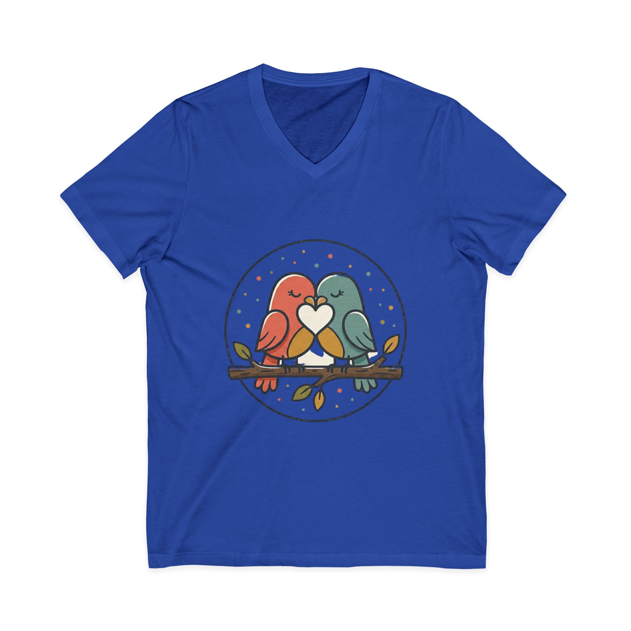 Love Birds V-Neck Tee — Cute Pair of Birds Holding Heart - Image 21