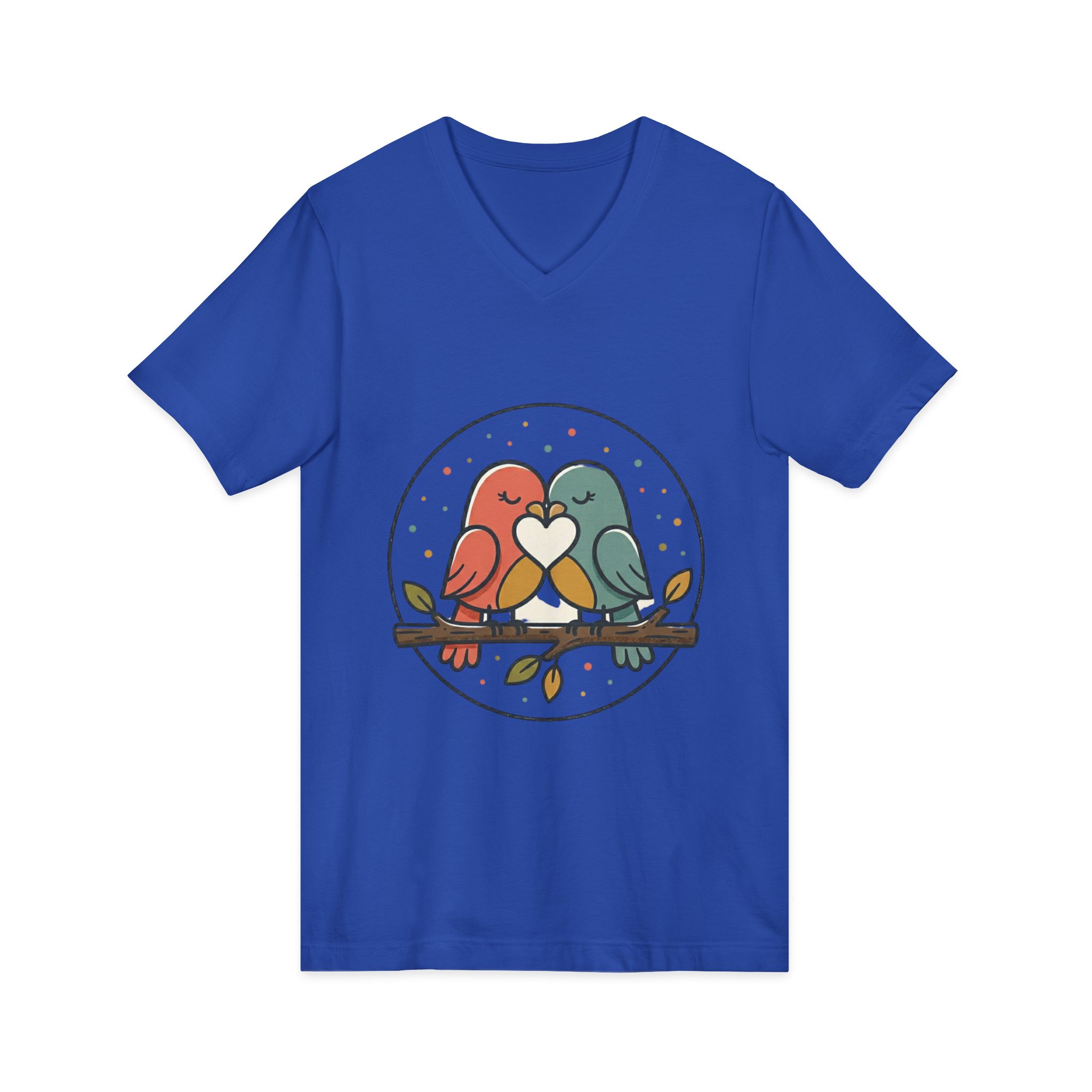 Love Birds V-Neck Tee — Cute Pair of Birds Holding Heart - Image 23
