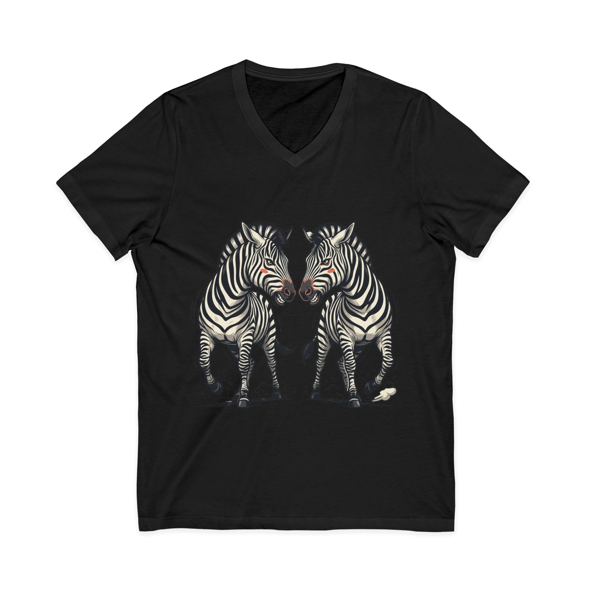 Zebra Pair V-Neck Tee — Matching Wild Zebra Illustration Shirt - Image 13