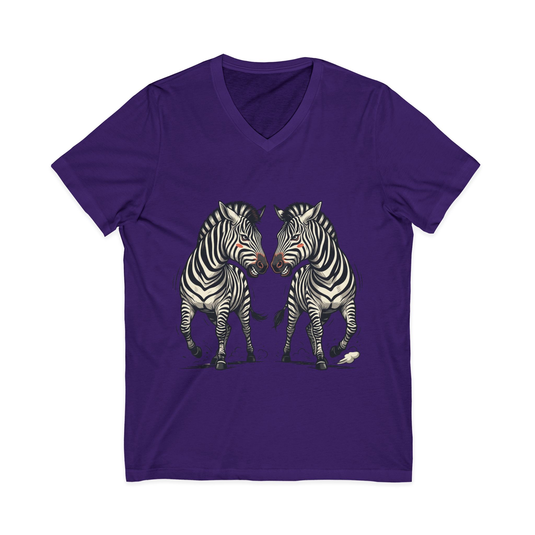 Zebra Pair V-Neck Tee — Matching Wild Zebra Illustration Shirt - Image 41
