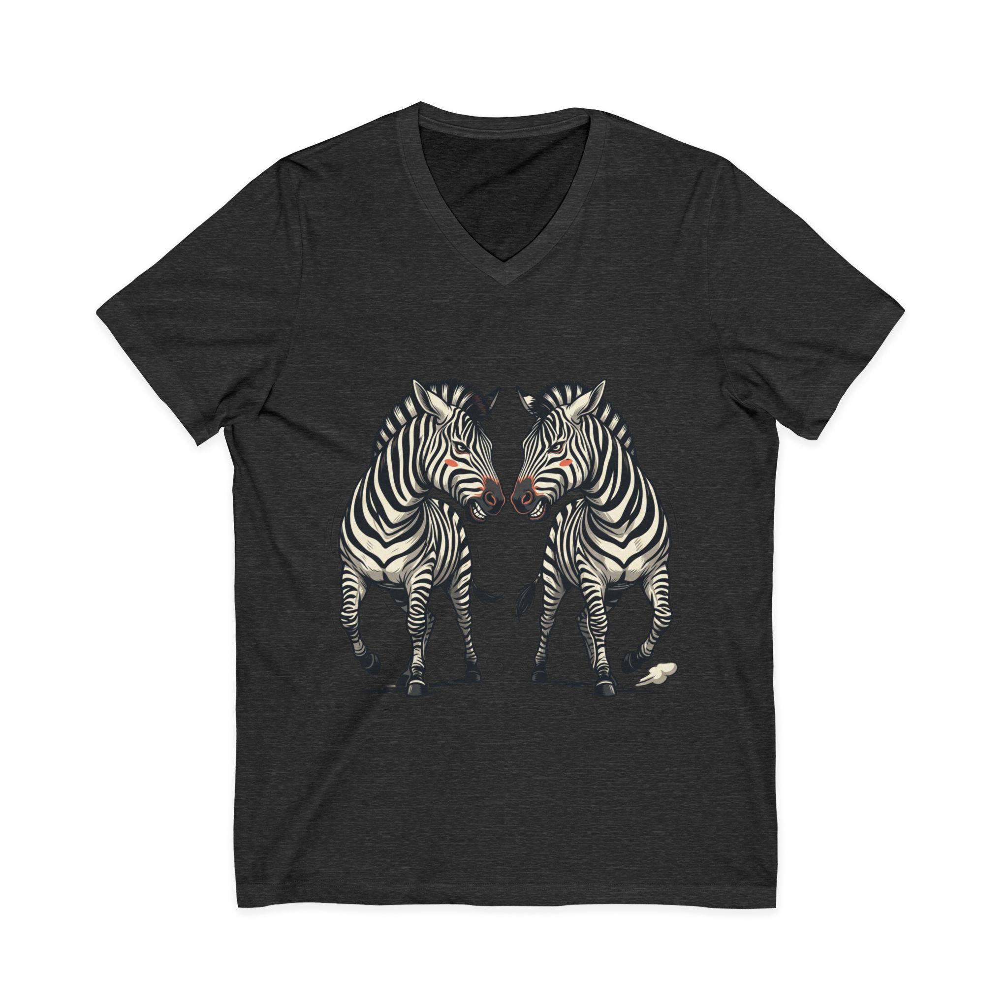 Zebra Pair V-Neck Tee — Matching Wild Zebra Illustration Shirt - Image 33