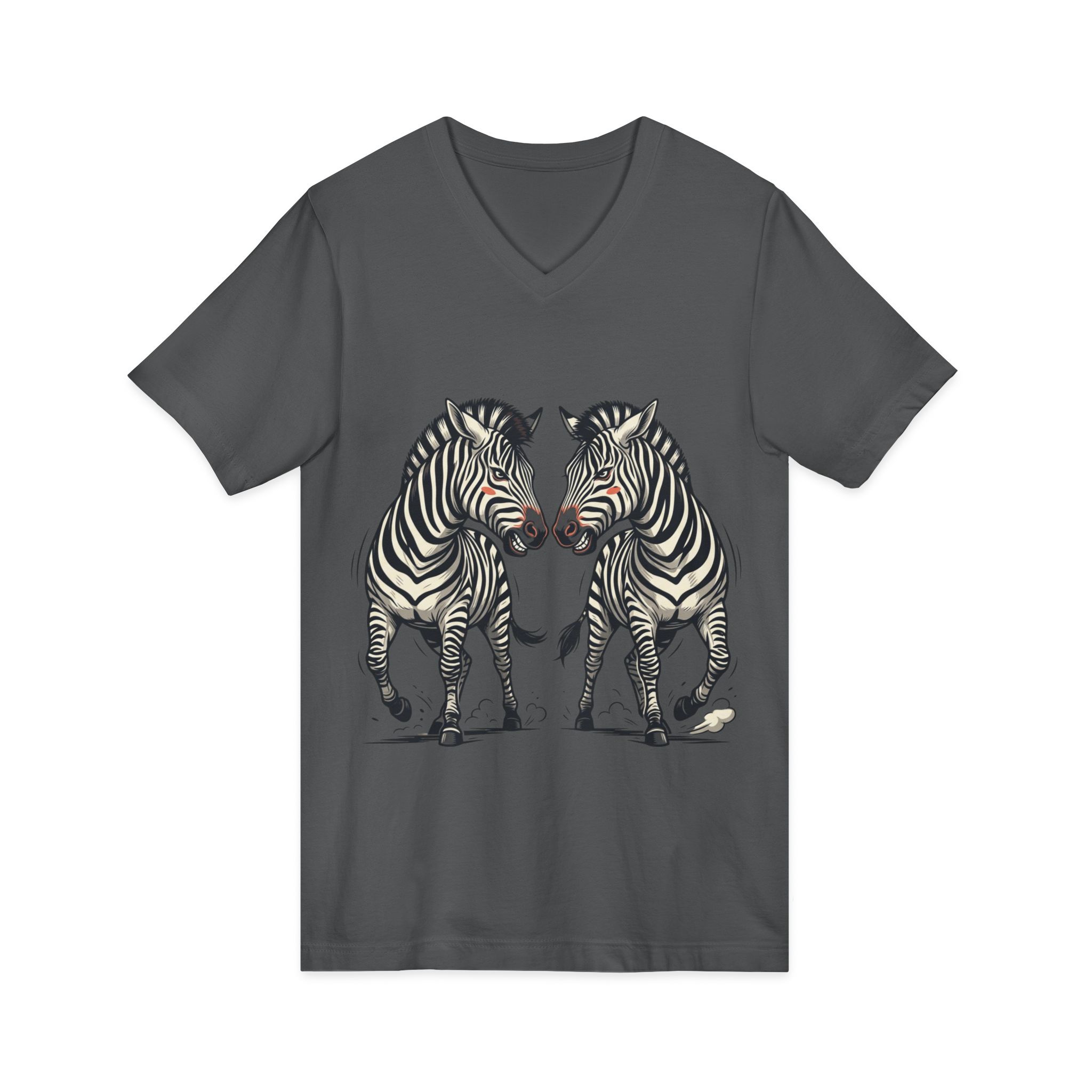 Zebra Pair V-Neck Tee — Matching Wild Zebra Illustration Shirt - Image 31