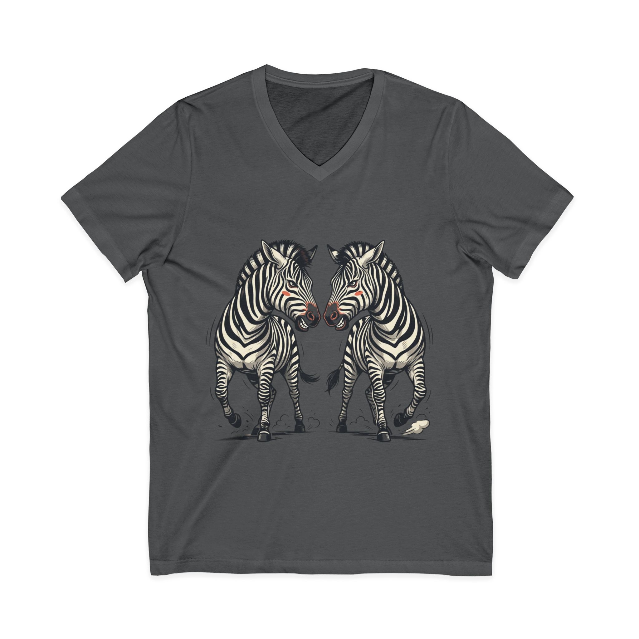 Zebra Pair V-Neck Tee — Matching Wild Zebra Illustration Shirt - Image 29