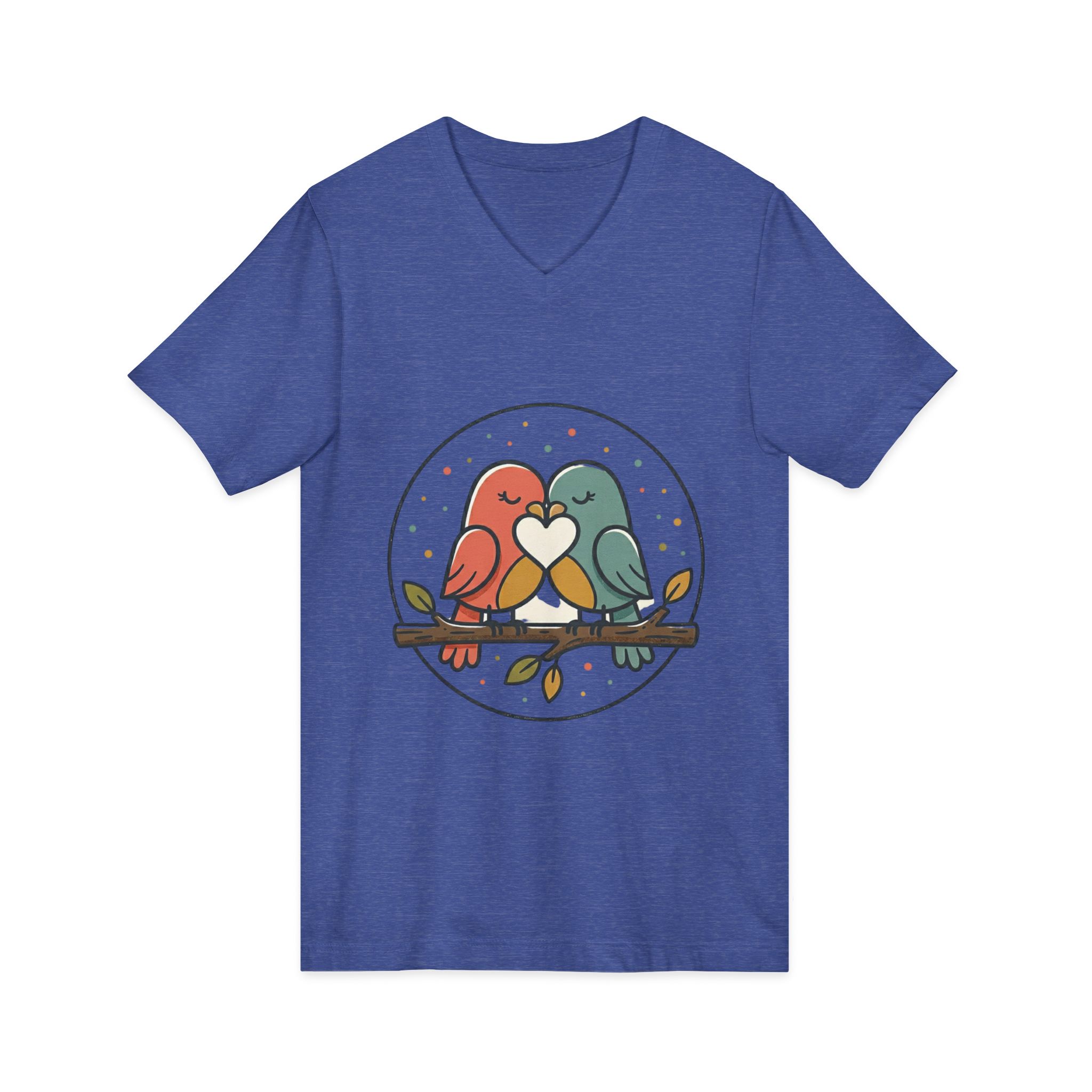 Love Birds V-Neck Tee — Cute Pair of Birds Holding Heart - Image 27