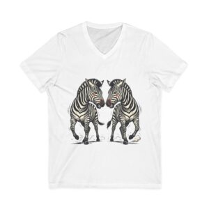 Zebra Pair V-Neck Tee — Matching Wild Zebra Illustration Shirt