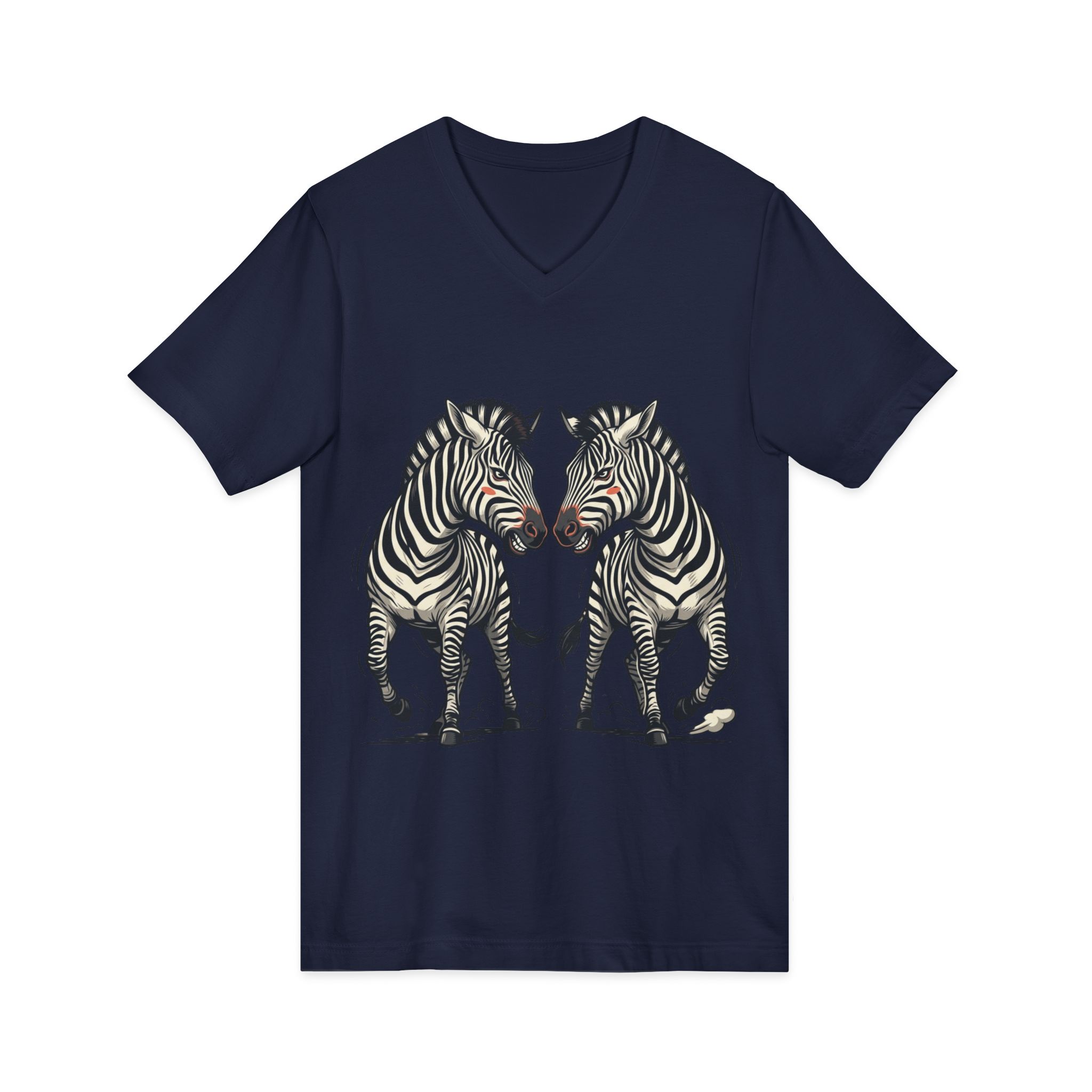 Zebra Pair V-Neck Tee — Matching Wild Zebra Illustration Shirt - Image 39