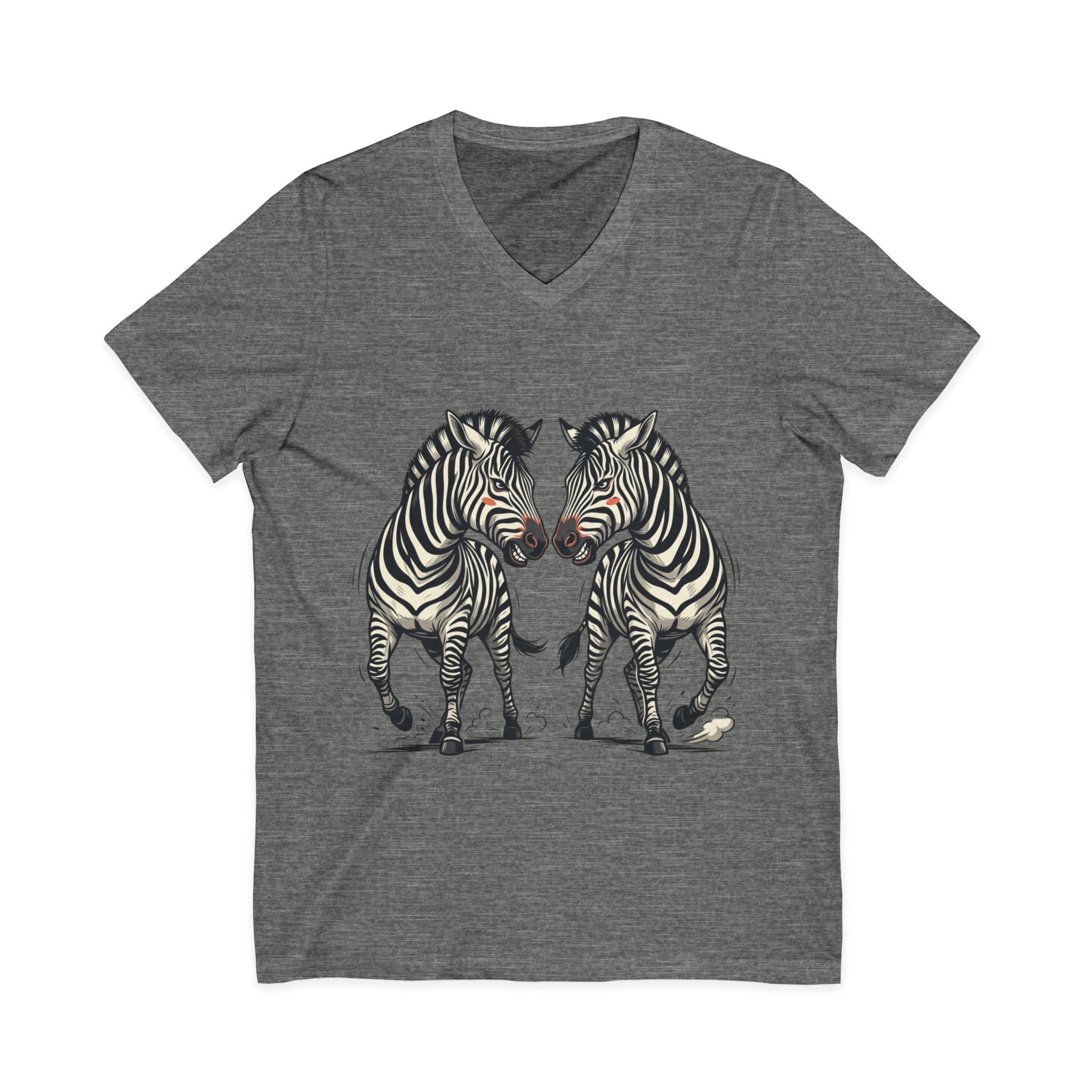 Zebra Pair V-Neck Tee — Matching Wild Zebra Illustration Shirt - Image 9