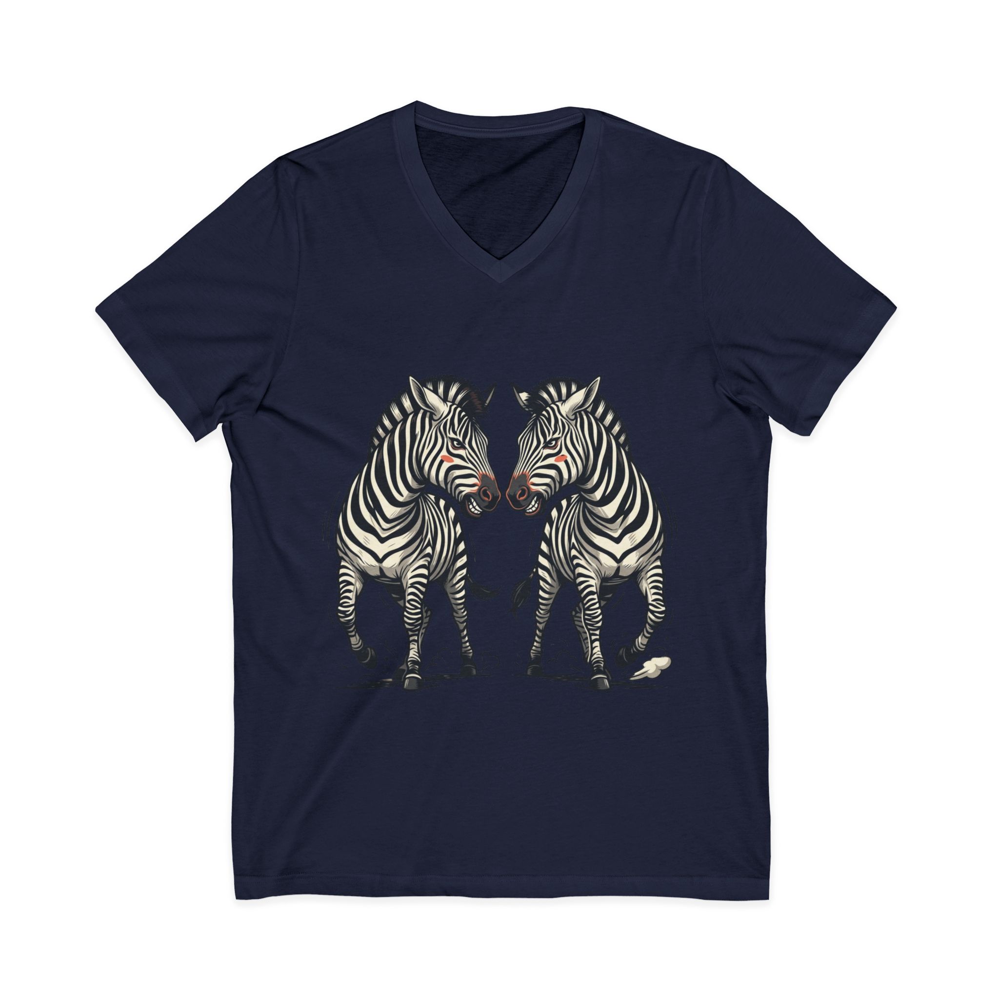 Zebra Pair V-Neck Tee — Matching Wild Zebra Illustration Shirt - Image 37