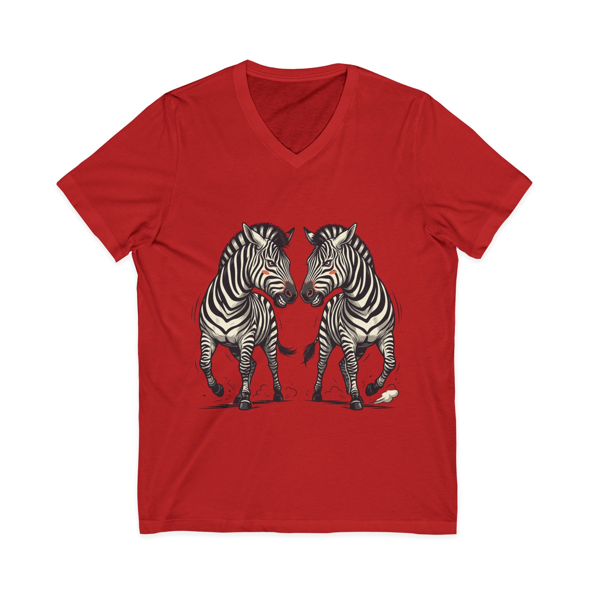 Zebra Pair V-Neck Tee — Matching Wild Zebra Illustration Shirt - Image 45