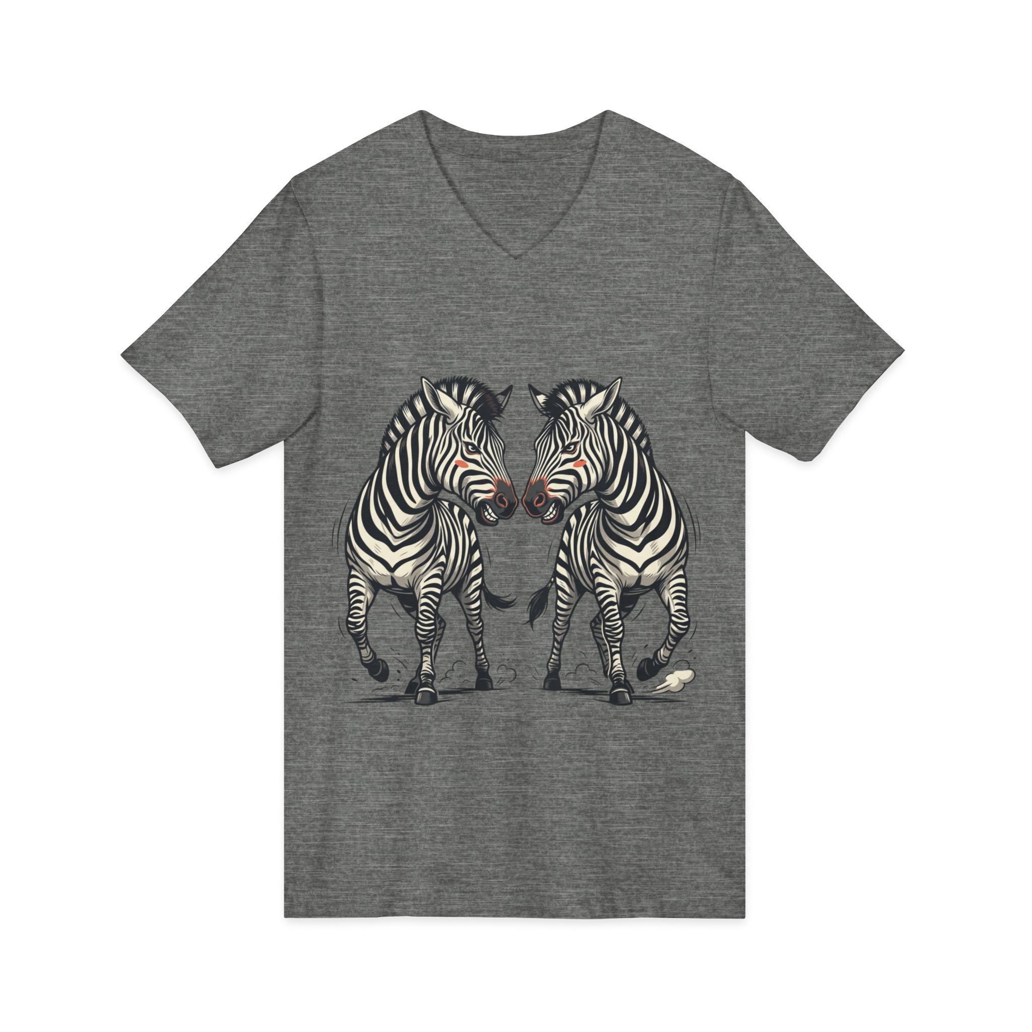 Zebra Pair V-Neck Tee — Matching Wild Zebra Illustration Shirt - Image 11