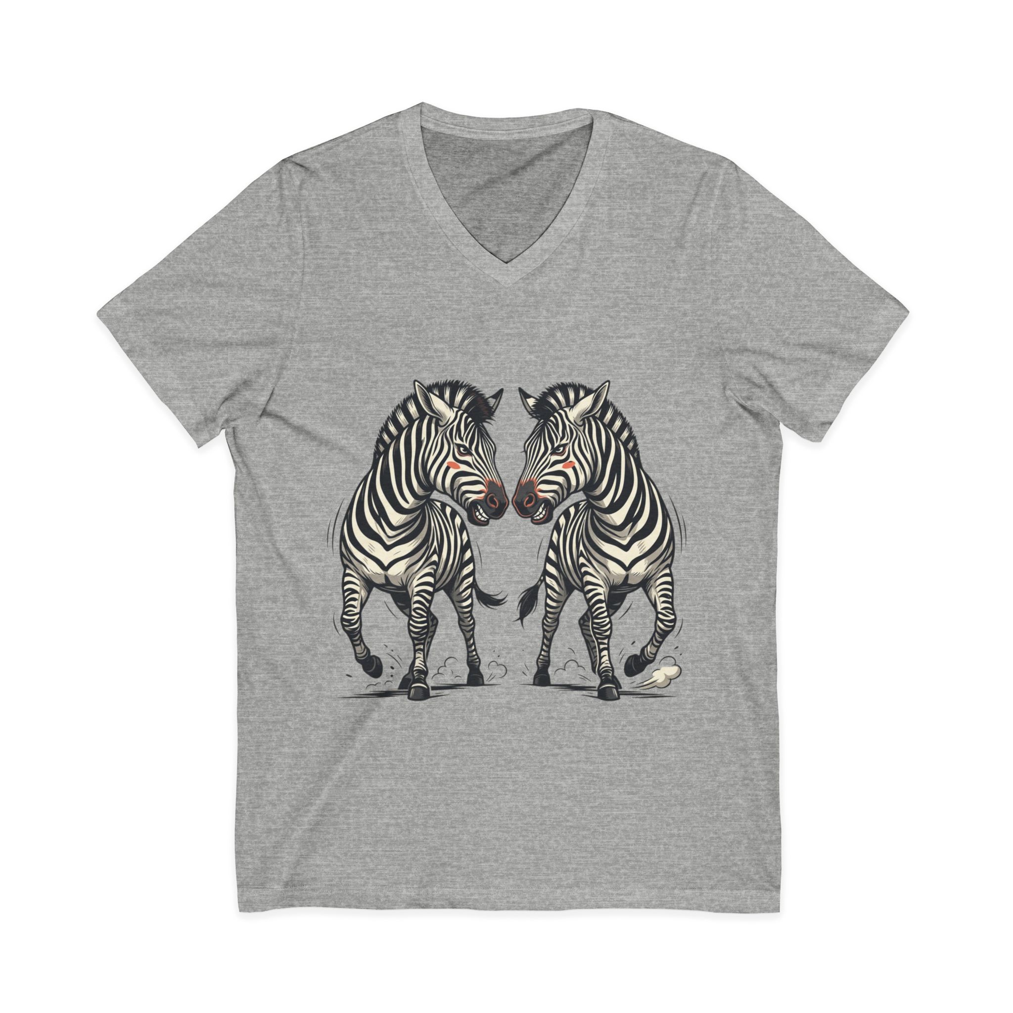 Zebra Pair V-Neck Tee — Matching Wild Zebra Illustration Shirt - Image 17