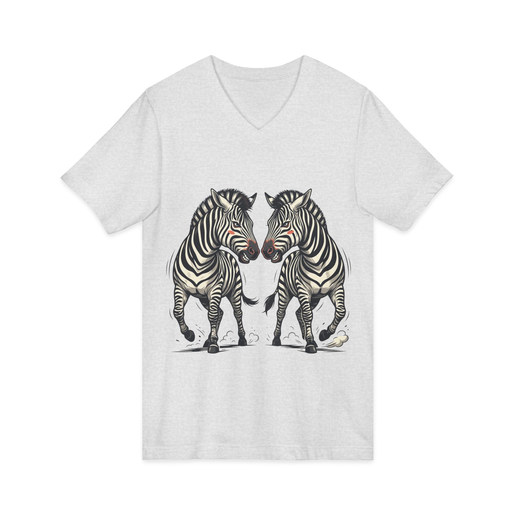Zebra Pair V-Neck Tee — Matching Wild Zebra Illustration Shirt - Image 7